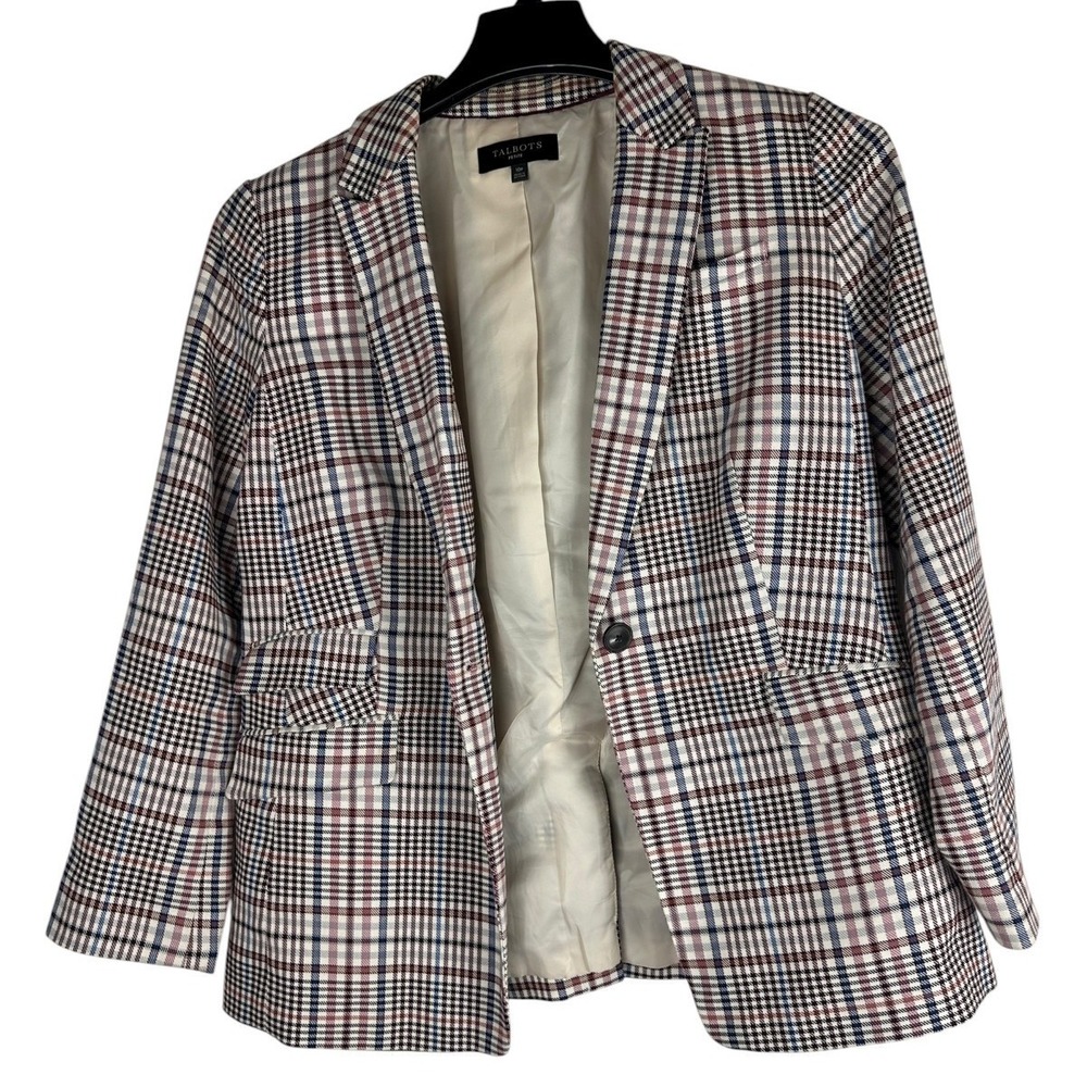 Talbots Friday Plaid Blazer Jacket Women's Size 10P 10 Petite Single Breasted - Picture 2 of 14